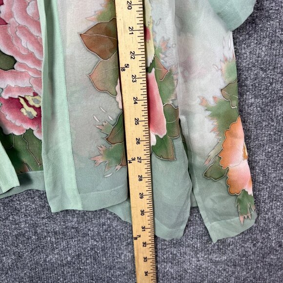 Simply Silk Open Front Artistic Print Multicolor Kimono Style Jacket One Size - Picture 5 of 6